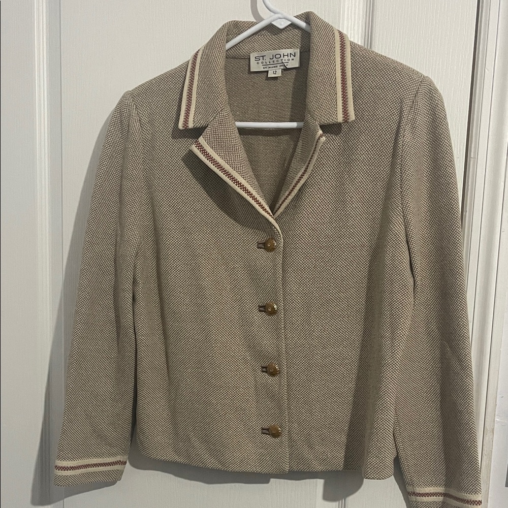 St. John Beige Blazer with Gold Buttons Sz 12